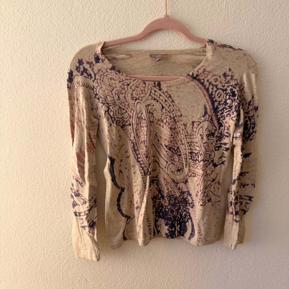 J.Jill Paisley Print Long Sleeve Sweater Size XSP Petite